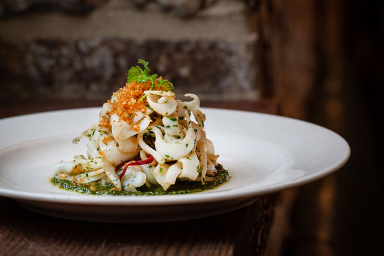 Cuttlefish pappardelle with pesto