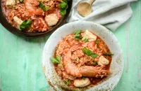 Tomato, rice and seafood stew