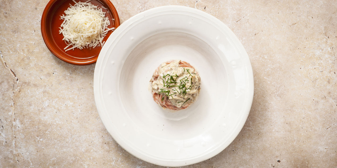 Pink Spaghetti with Wild Mushrooms Recipe - Great British Chefs