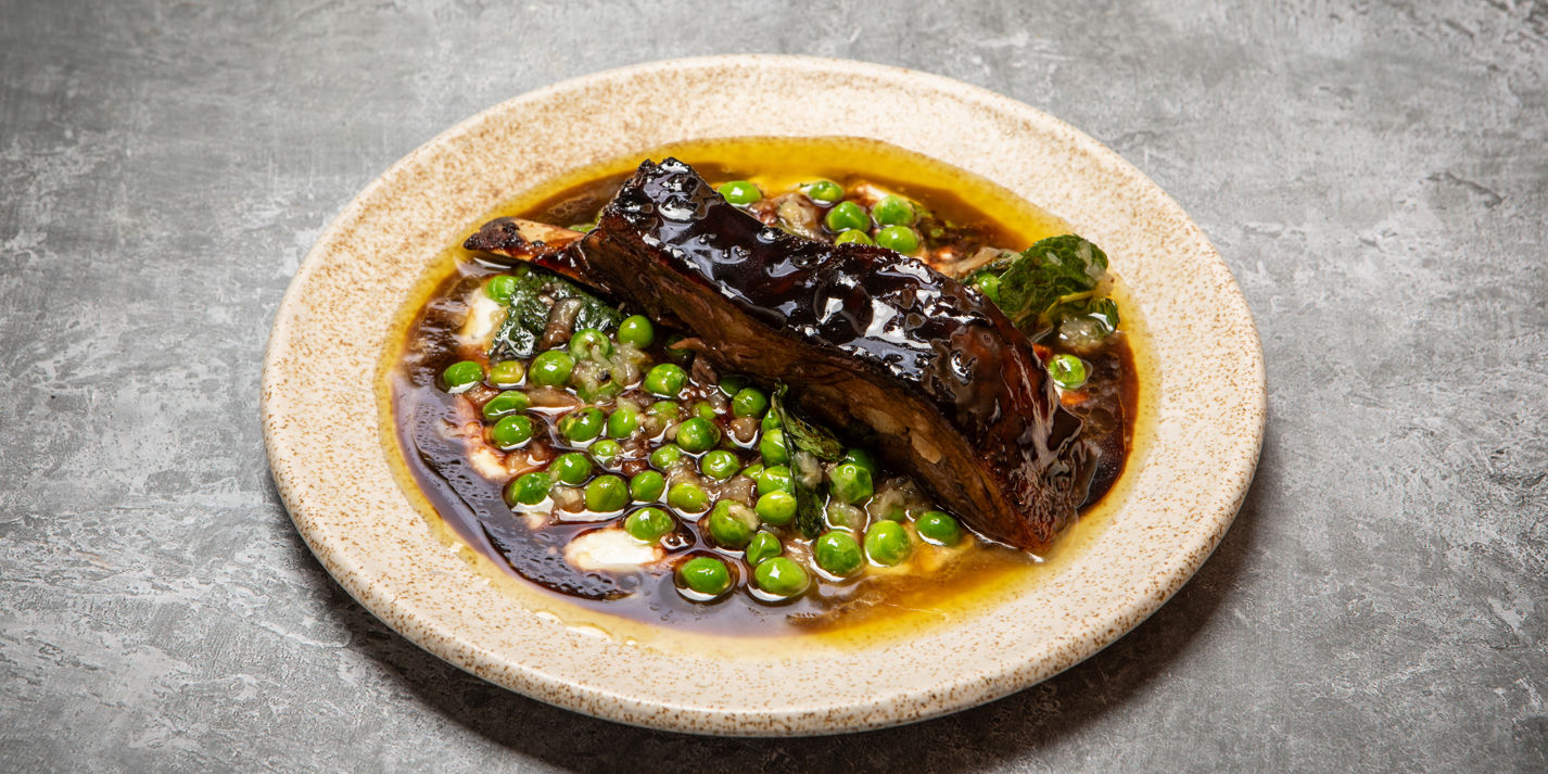 Smoked Lamb Ribs, Glazed in Reduced Wine, Yoghurt and Peas Recipe ...