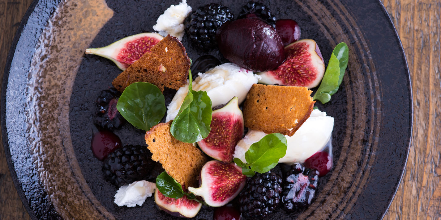 Goat's Curd with Blackberry Sorbet Recipe - Great British Chefs