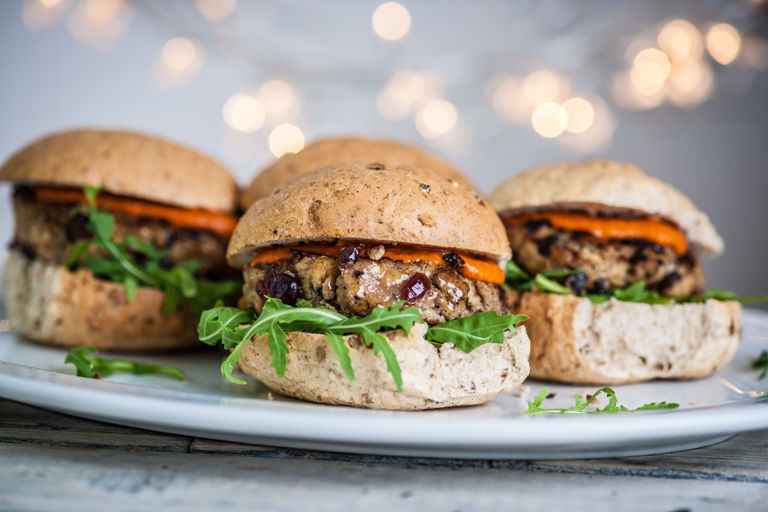 Pork and cranberry stuffing burgers