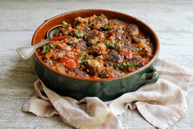 Brazilian-style meatballs in a classic feijoada sauce