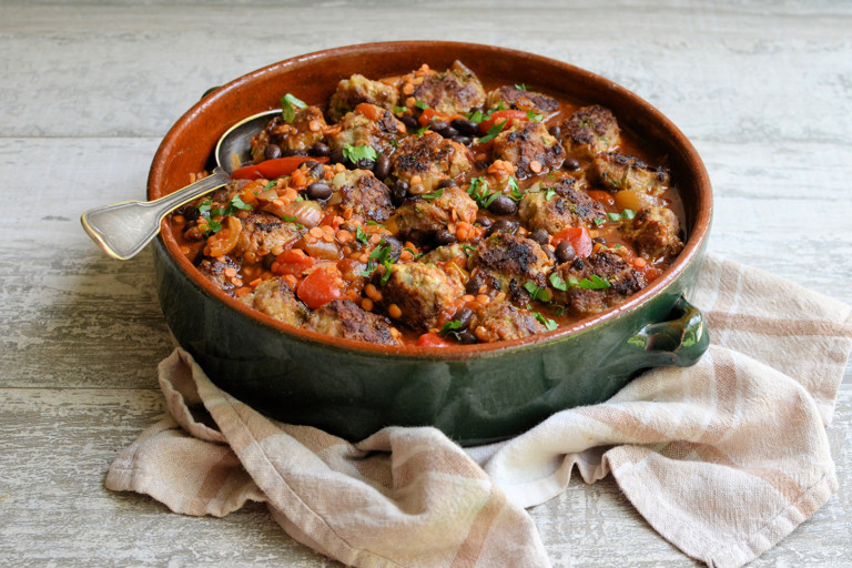 Brazilian-style meatballs in a classic feijoada sauce