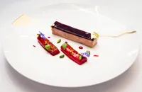 Pressed duck foie gras with rhubarb and pistachios
