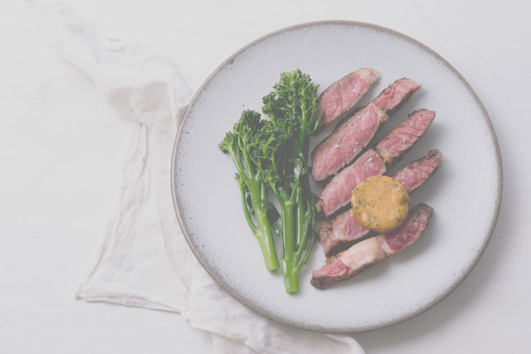 Sous vide rib-eye steak cooked in Café de Paris butter