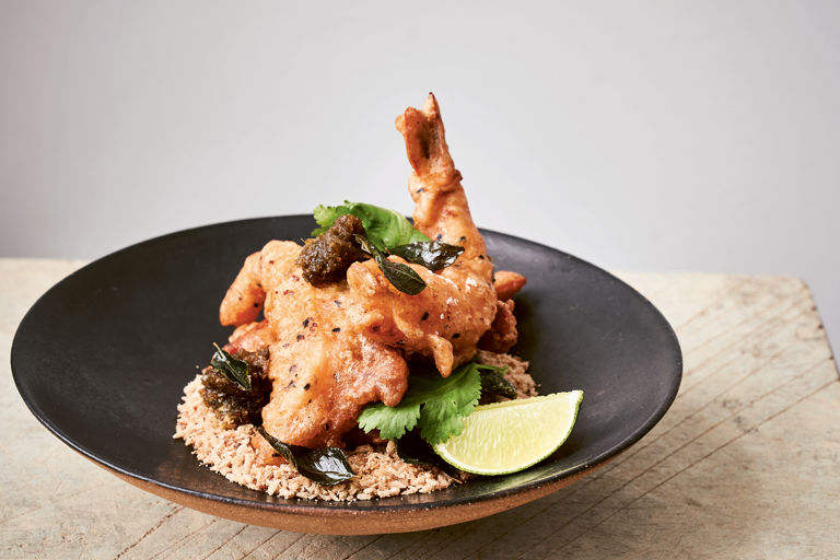 Prawns with coconut chutney and green chilli jam
