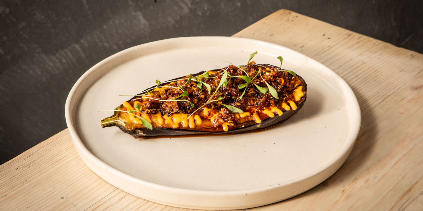 Miso-Glazed Aubergine with Coconut Chilli Oil - Great British Chefs