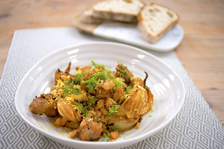 Sausage, fennel and bean supper