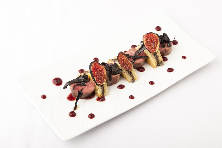 Grouse, fried brioche and fig purée