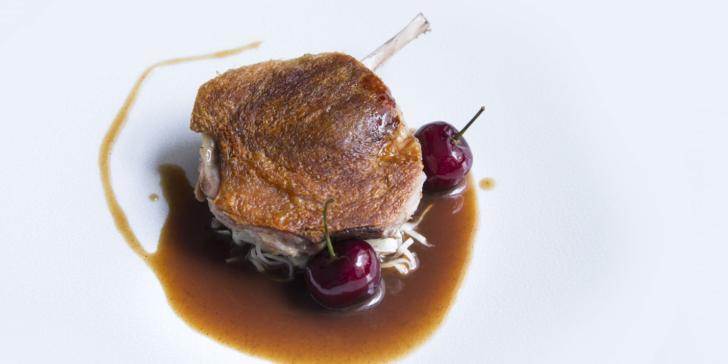 Sous Vide Duck Leg Recipe with Cherries - Great British Chefs