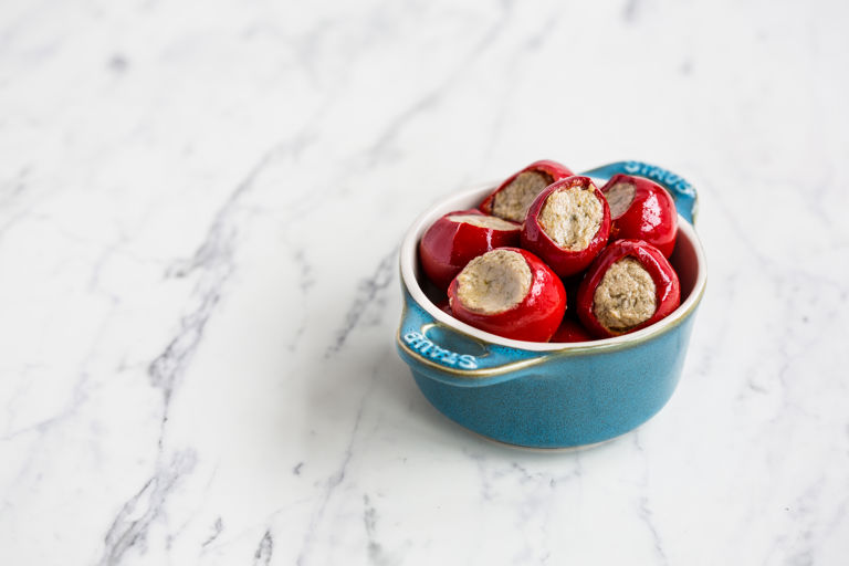 Pickled cherry peppers stuffed with tuna, capers, and anchovy