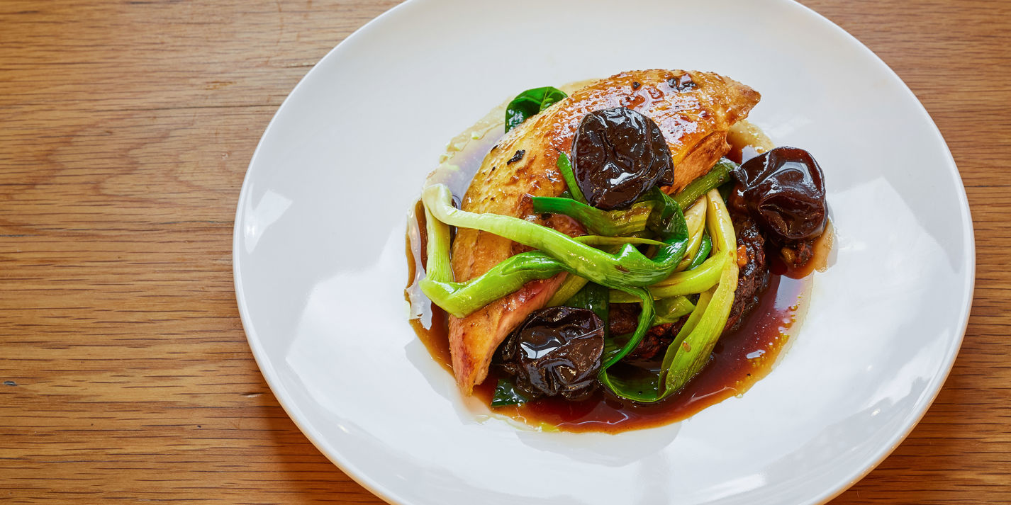 Roast Pheasant, Parsnip Hash,Baby Leeks and Prunes Recipe - Great British Chefs