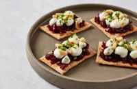 Beetroot, spiced candid pinenuts and smoked goats curd crispbreads