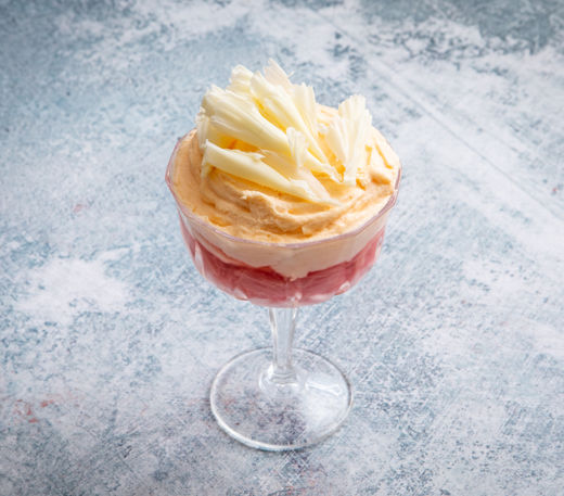 White chocolate mousse with rhubarb