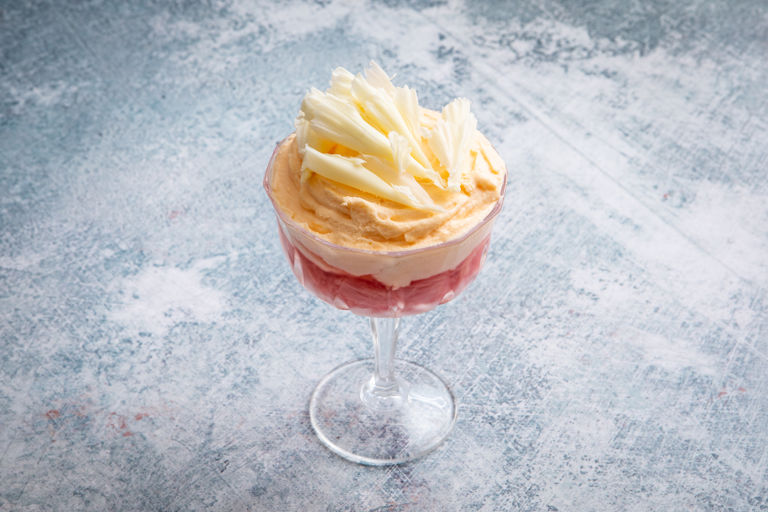 White chocolate mousse with rhubarb