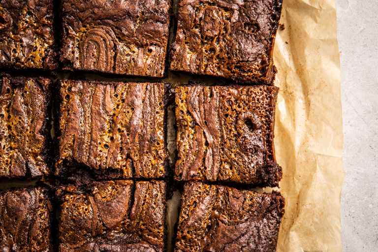 Chocolate and Salted Rum Caramel Brownies - Great British Chefs