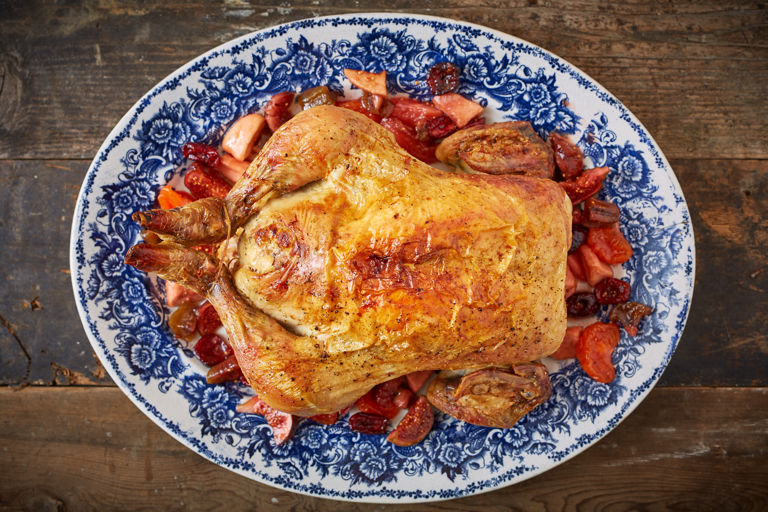 Roast capon with stuffing