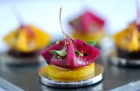 Goat's curd and beetroot samosa