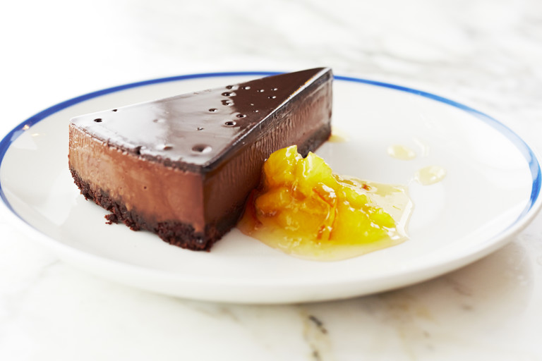 Triple layered chocolate tart with orange compote recipe
