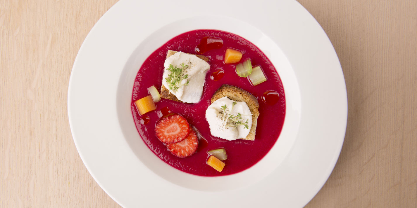Healthy gazpacho with fermented vegetables