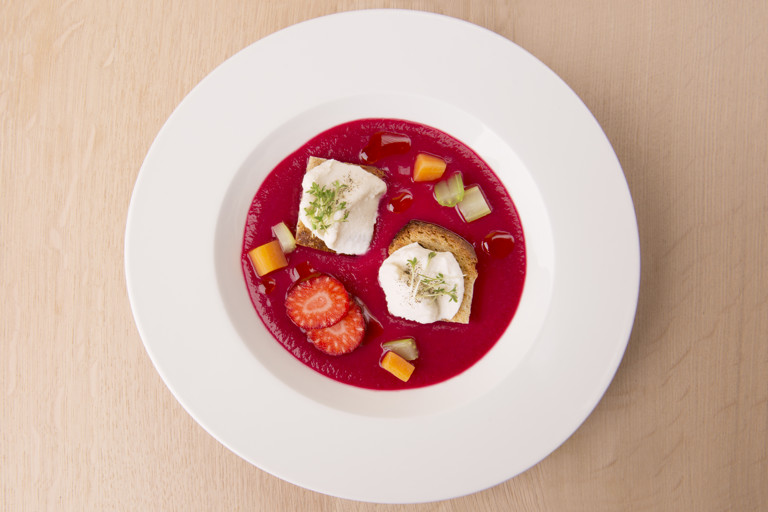 Healthy gazpacho with fermented vegetables
