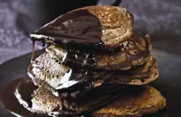 Venezuelan chocolate pancakes with chocolate maple syrup