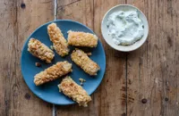 Rice Krispie fish fingers with tangy mayo