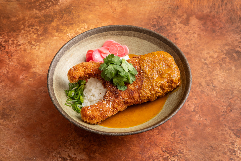 Butternut squash katsu curry with quick-pickled radish