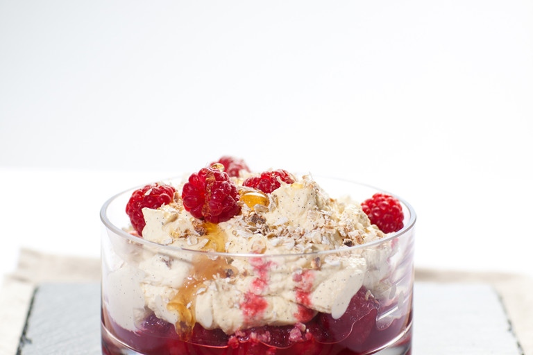 Channel Island raspberry and cream cranachan
