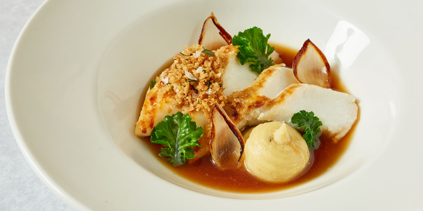 Skrei with Chicken Skin Crumb Recipe - Great British Chefs