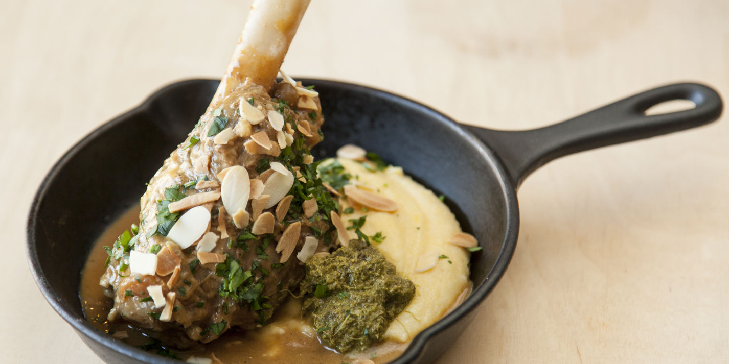 Lamb Shank Recipe with Polenta and Lime Pesto - Great British Chefs