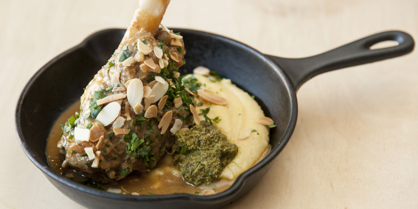 Lamb Shank Recipe with Polenta and Lime Pesto - Great British Chefs