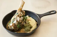 Welsh Lamb shank with soft polenta and Persian lime pesto