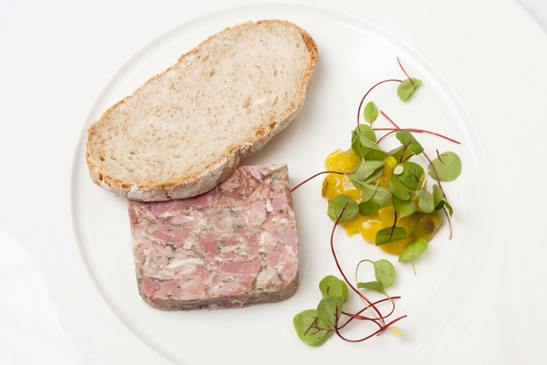 No-fuss gammon terrine with piccalilli and spelt bread
