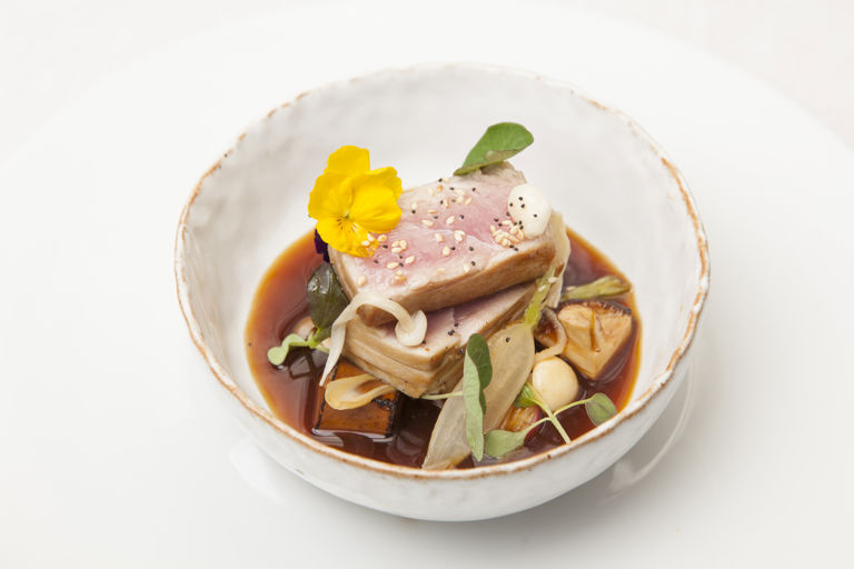 Seared tuna with tofu and miso