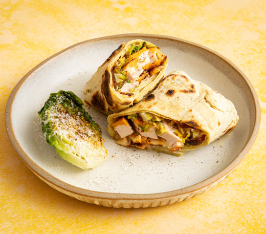 Chicken schnitzel caesar wrap