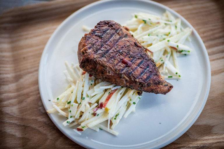Barbecued jerk turkey steaks