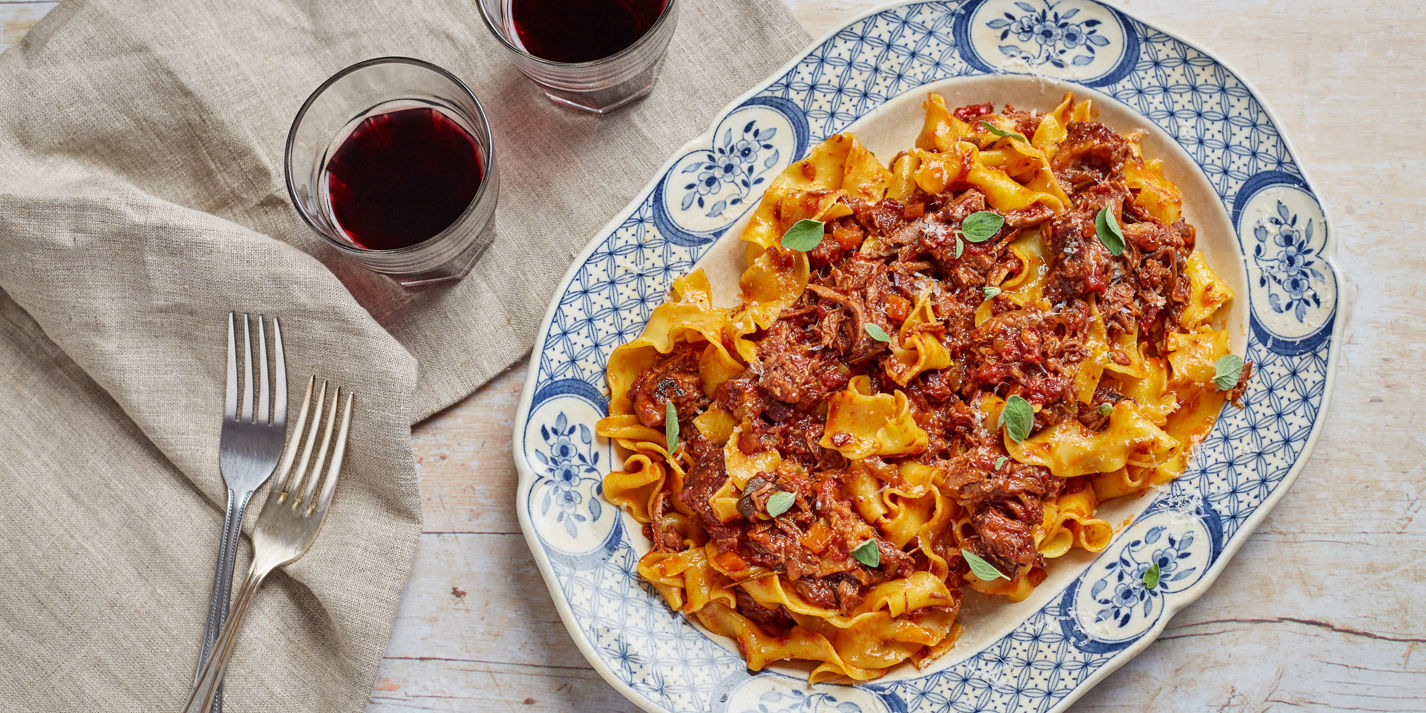 Pappardelle pasta on the hare