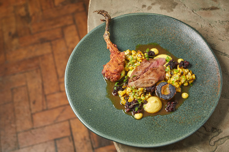 Yorkshire grouse with sweetcorn