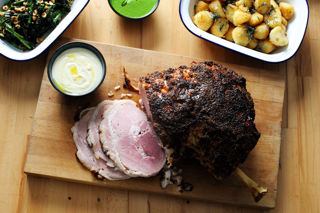 Honey mustard glazed roast ham recipe with all the trimmings
