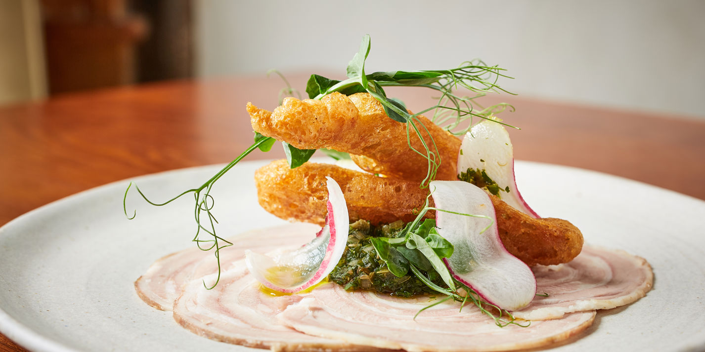 Lamb Prosciutto with Anchovy Fritters and Salsa Verde - Great British Chefs
