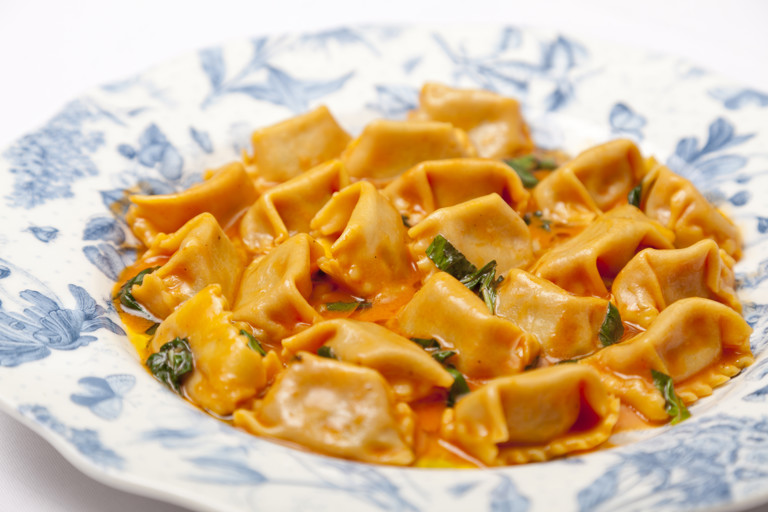 Agnolotti pappa al pomodoro with basil