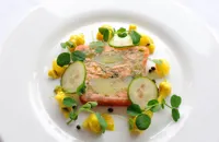 Smoked salmon terrine with leeks and confit potatoes