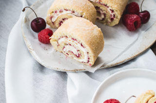 Gluten-free raspberry and lemon Swiss roll
