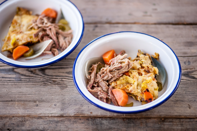 Pork shoulder with bubble and squeak