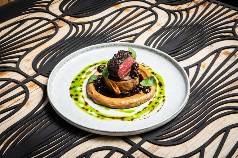 Kamouneh-spiced venison, yeasted celeriac purée and coffee jus