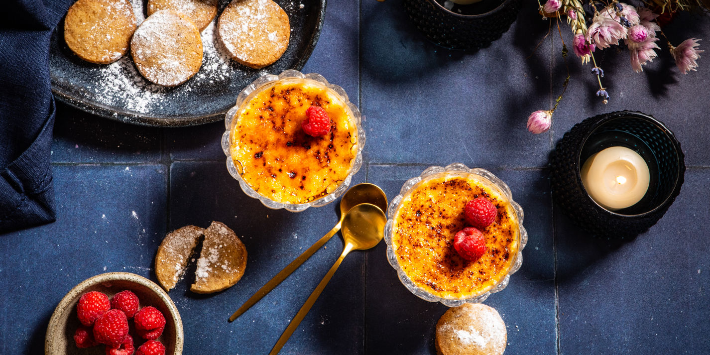 Crème Brûlée with Coffee Biscuits Recipe - Great British Chefs