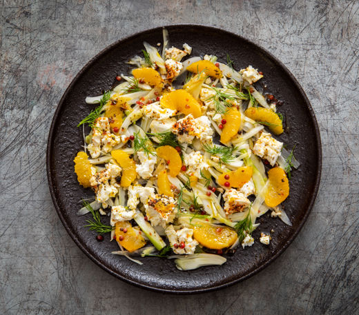 Fermented orange, fennel and marinated feta salad