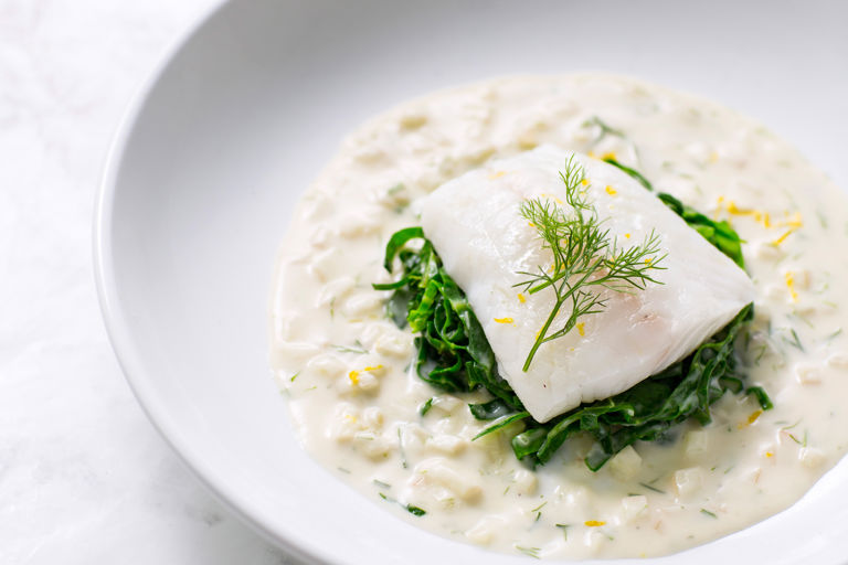 Poached turbot with fennel velouté